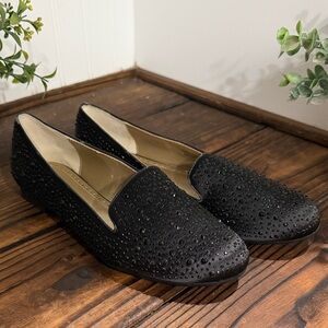 Adrienne Vittadini Black Studded Loafers